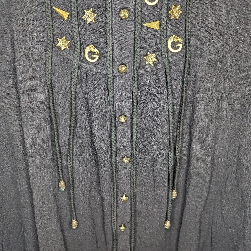 Pretty Angel Bejeweled Witch Core Gothic Tunic Dress with Charms/Tassels size L - Picture 5 of 6